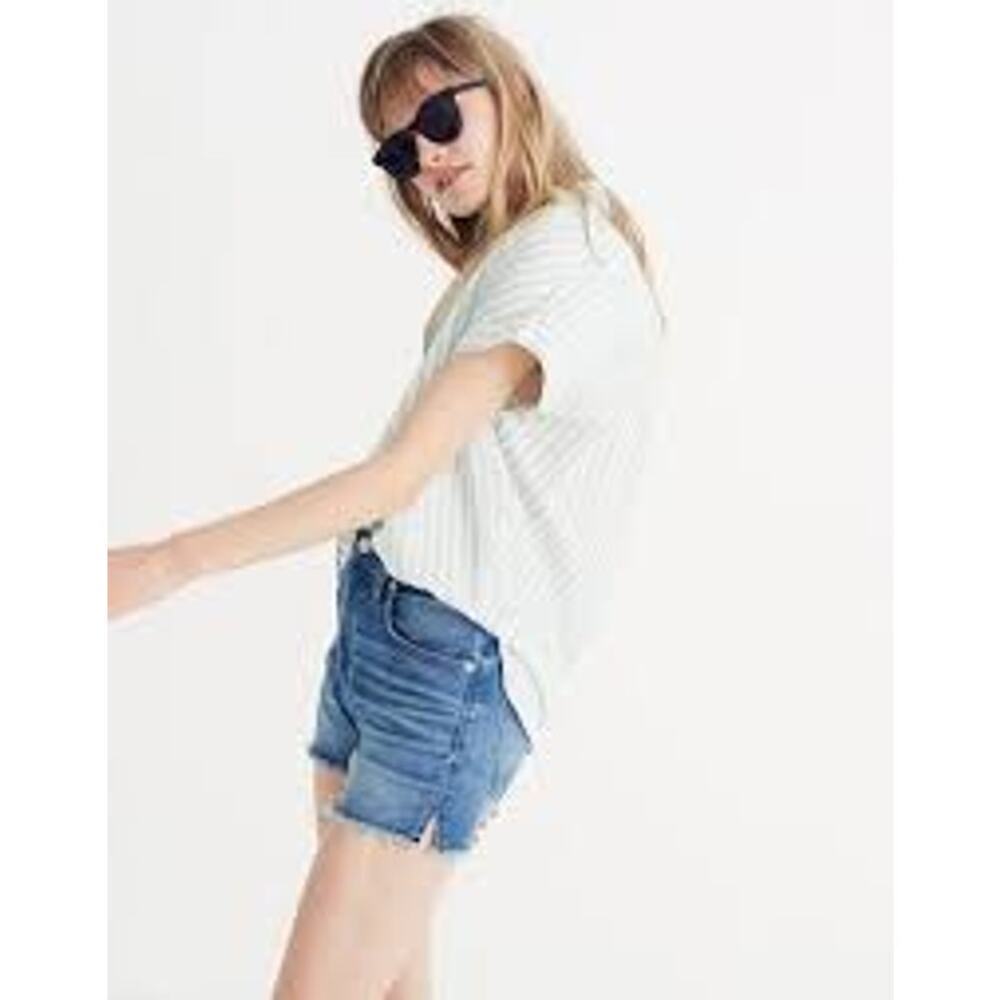 Madewell Central Shirt in Mint Stripe Size Small